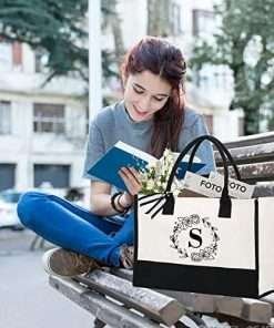 wholesale custom eco-friendly christmas gifts for women-initial tote bags for women canvas bag, bride bag bridal shower gift, gifts for sisters factory