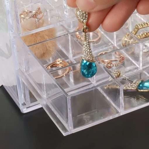 oem feeckock earring organizer box acrylic jewelry box storage drawers, clear plastic display case with 3 layers 72 compartments tray, holder for rings necklaces earrings, beads, crystal, stone factory