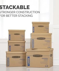 bulk bankers box 8 pack medium classic moving boxes, tape-free with reinforced handles manufacturer
