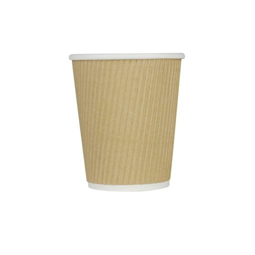 wholesale 8 oz ripple paper hot cups - 80mm diameter kraft material - factory direct