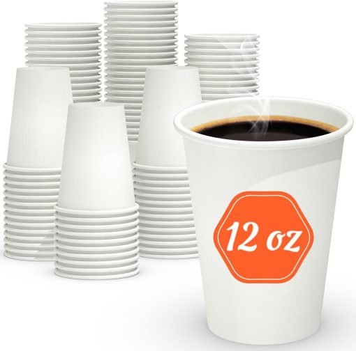 wholesale 12oz leak-free disposable coffee cups for hot and cold drinks white paper food safe factory