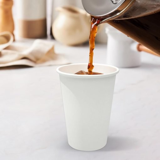 wholesale 12oz leak-free disposable coffee cups for hot and cold drinks white paper food safe factory