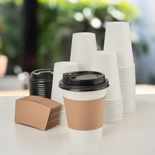 wholesale 12 oz disposable paper cups with lids and sleeves - ideal for hot beverages