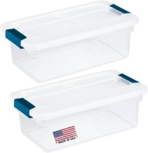 Tribello Clear Plastic Storage Bins with Lids Stackable Storage Bins (6 Quart)