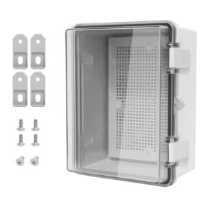 ABS Plastic Dustproof Waterproof IP65 Junction Box Hinged Shell Universal Electrical Project Enclosure Gray, with PC Transparent Clear Cover 8.7 x 6.7 x 4.3inch(220 x170 x110mm)