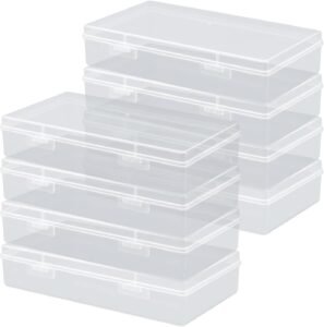 Rocutus Clear Plastic Storage Containers,8 Pack Clear Plastic Beads Storage Containers Empty Mini Storage Containers Box,Large Size Plastic Storage Box with Hinged Lid (7.7 x 4.1 x 1.6 Inches)