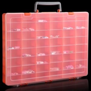Udefineit Large 48 Grids Plastic Organizer Box with Adjustable Dividers, DIY Craft Storage Orangizer, Clear Tackle Box Organizer, Bead Container, Compartment Storage Box for Art/Nail/Jewelry/Screw