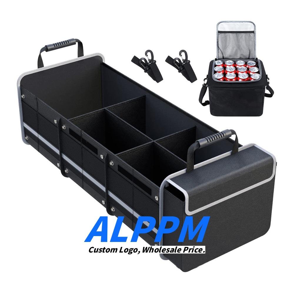 90x35x30cm Custom Oxford Cloth 3-Compartment Car Storage Box with Ice Pack Foldable Multi-Functional Trunk Organizer - Manufacturer