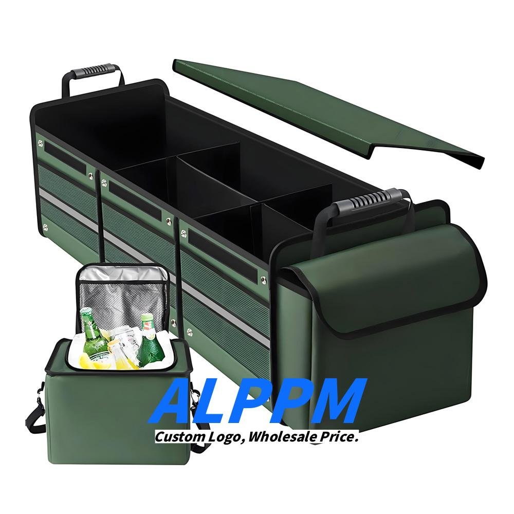90x35x30cm Custom Oxford Cloth 3-Compartment Car Storage Box with Ice Pack Foldable Multi-Functional Trunk Organizer - Manufacturer