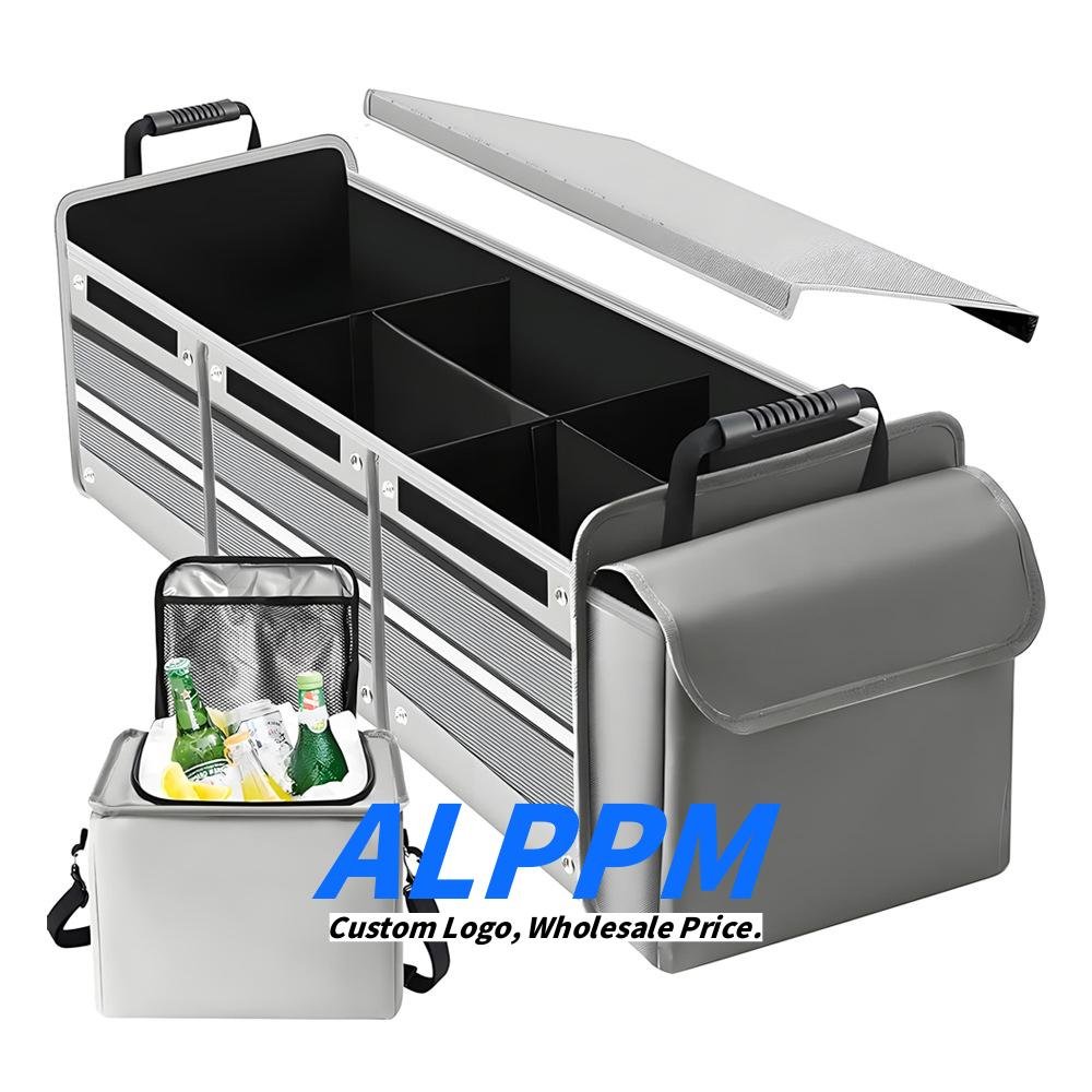 90x35x30cm Custom Oxford Cloth 3-Compartment Car Storage Box with Ice Pack Foldable Multi-Functional Trunk Organizer - Manufacturer
