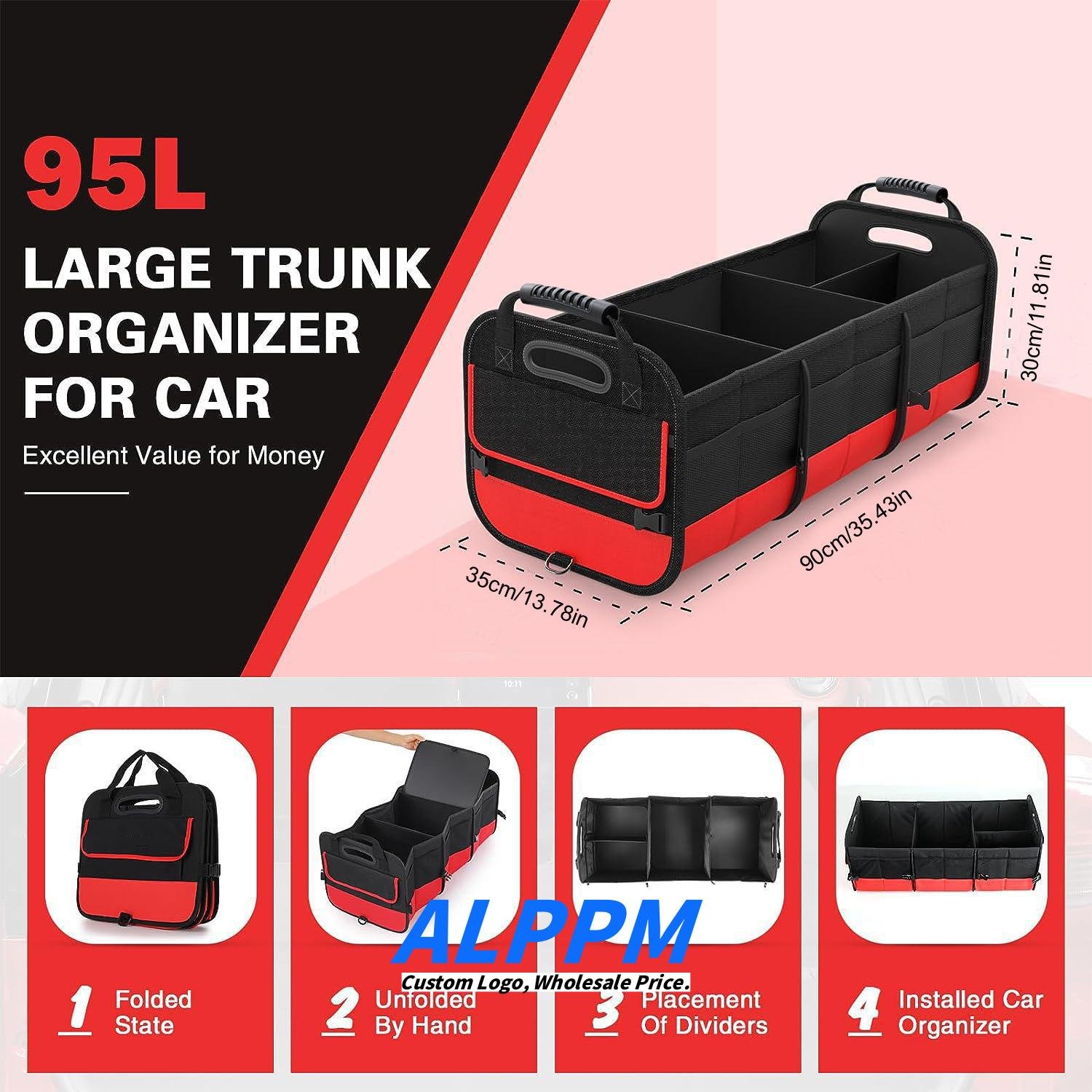 90x35x30cm Custom Multi-Functional SUV Large Capacity Car Trunk Storage Box Practical Organizer - Manufacturer
