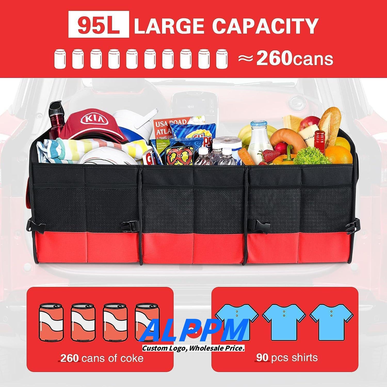 90x35x30cm Custom Multi-Functional SUV Large Capacity Car Trunk Storage Box Practical Organizer - Manufacturer